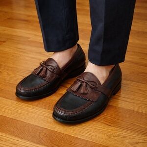 Johnston & Murphy Aragon II Kiltie Tassel Black & Brown Leather Loafers Sz 11W